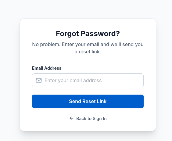 Forgot Password Screenshot