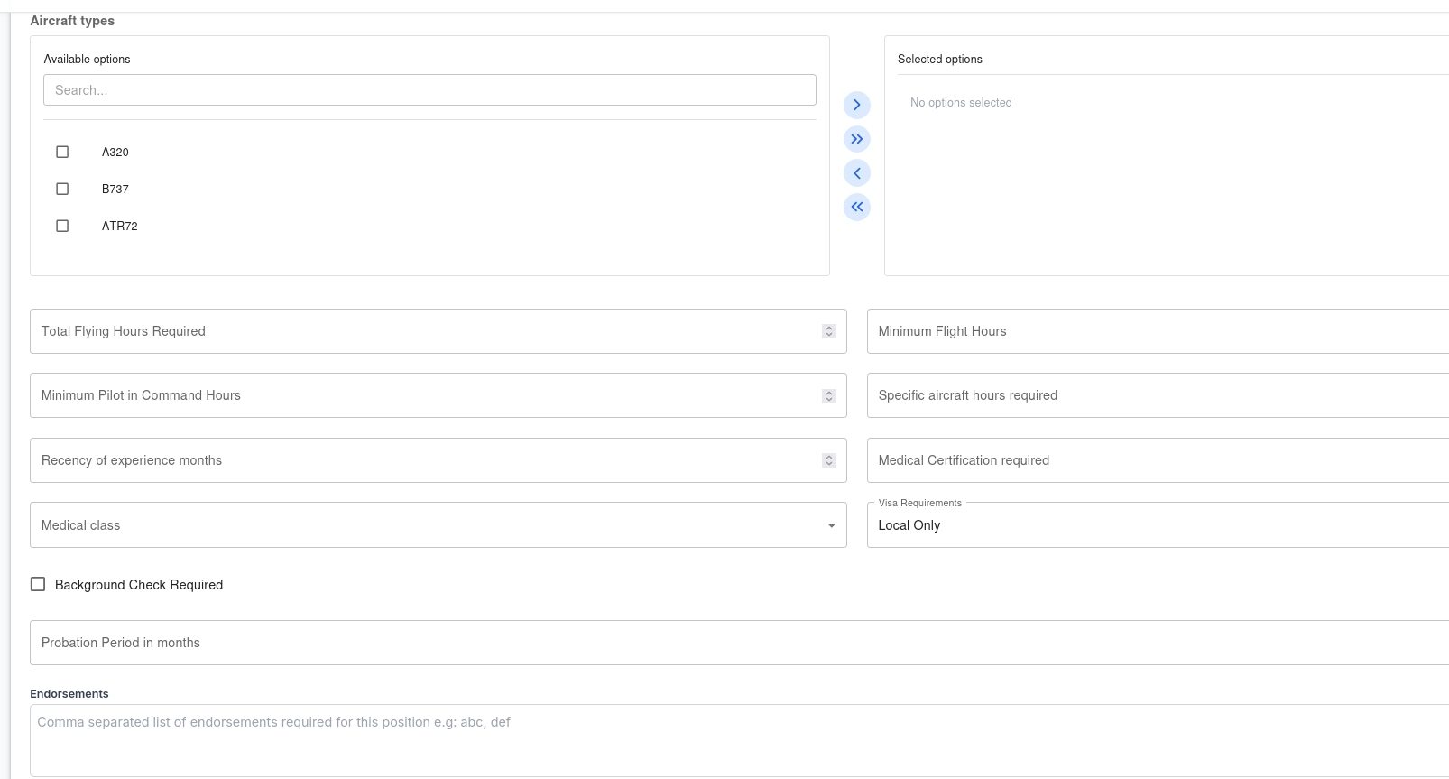 Qualification and Experience Screenshot
